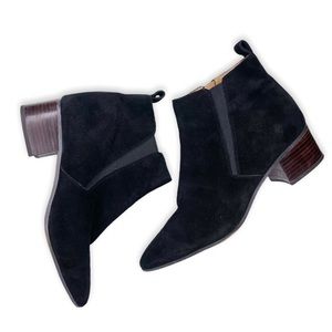 Franco Sarto Janie3 black Suede Pointed Toe Ankle Booties Size 10